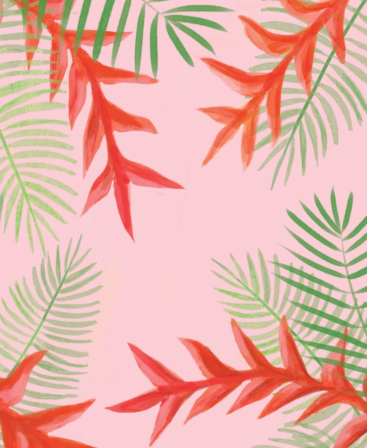 Heliconia & Palm Leaves