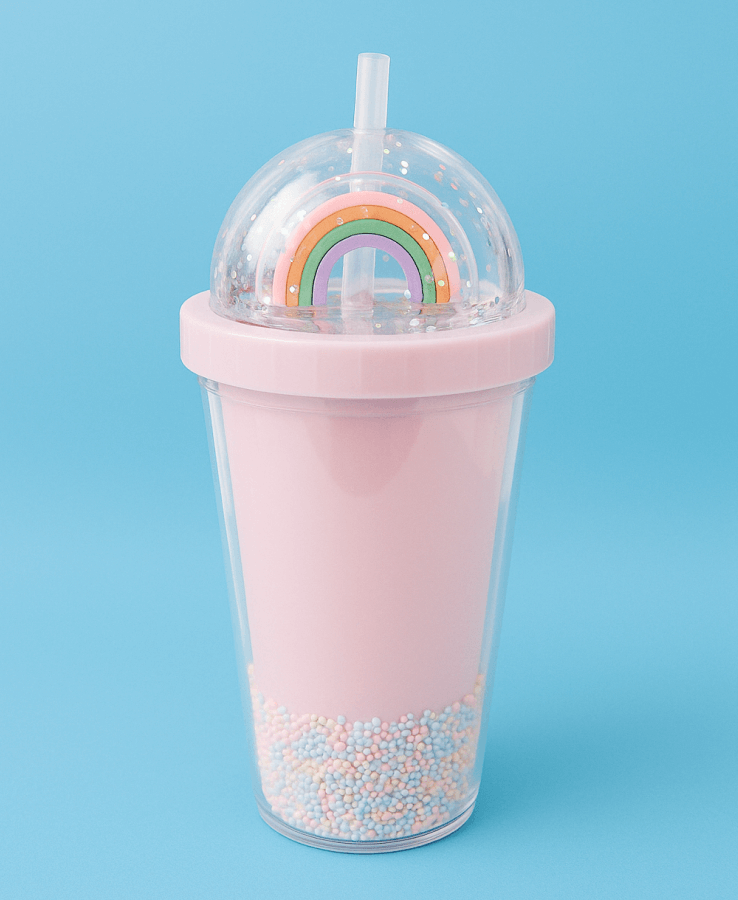 Plastic Cups with Lid and Straw