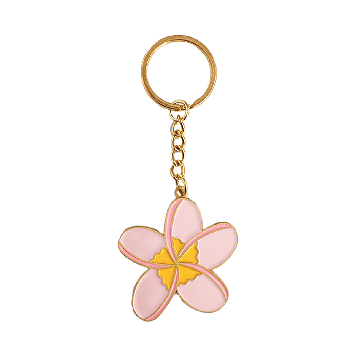 Plumeria Soft Pink Enamel Keychain – SoHa Living
