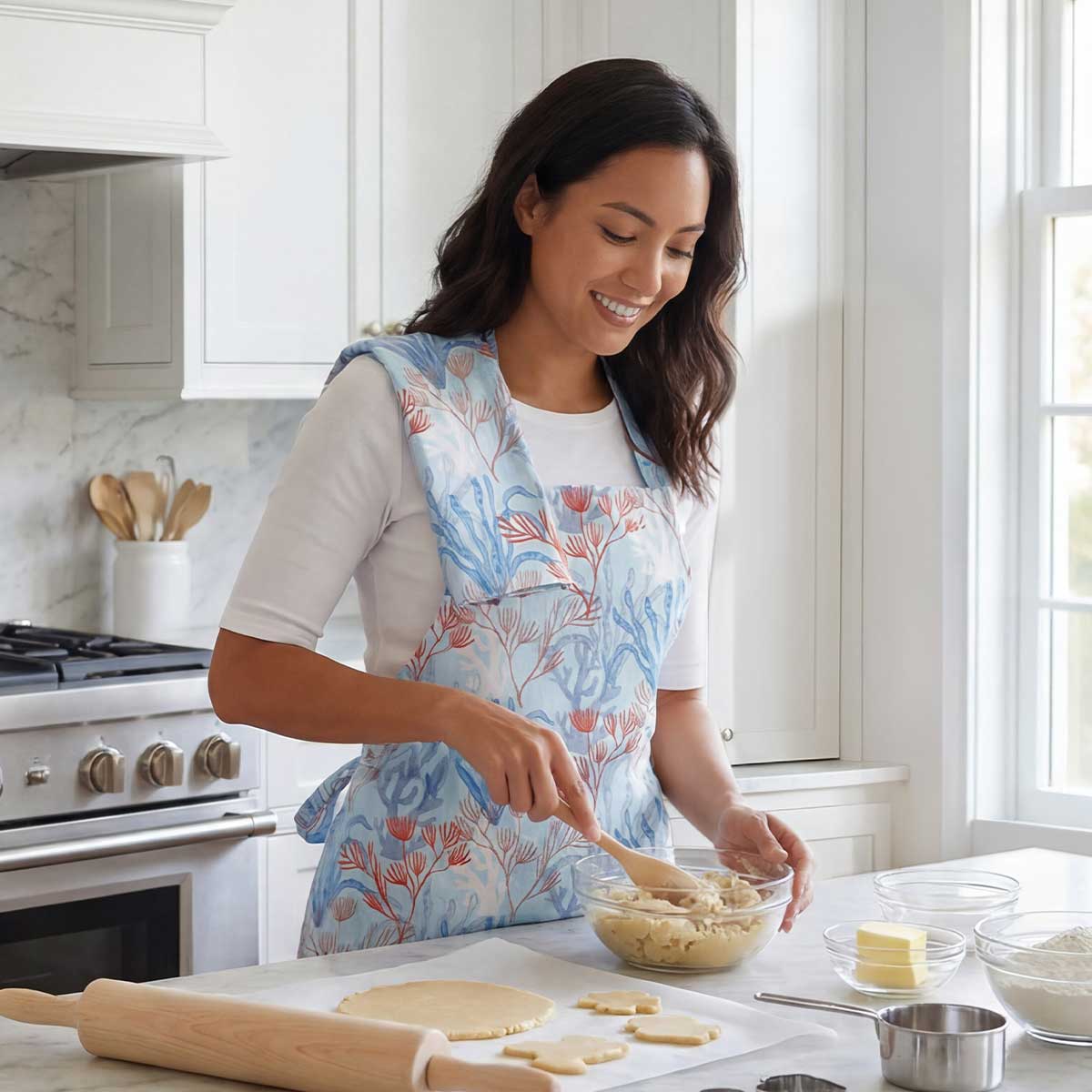 Coral Current Light Blue Flour Sack Kitchen Towel
