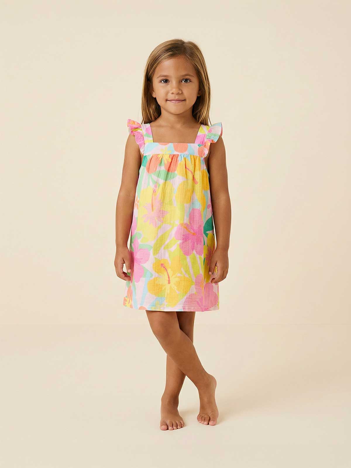 Hibiscus Sunset A-Line Dress