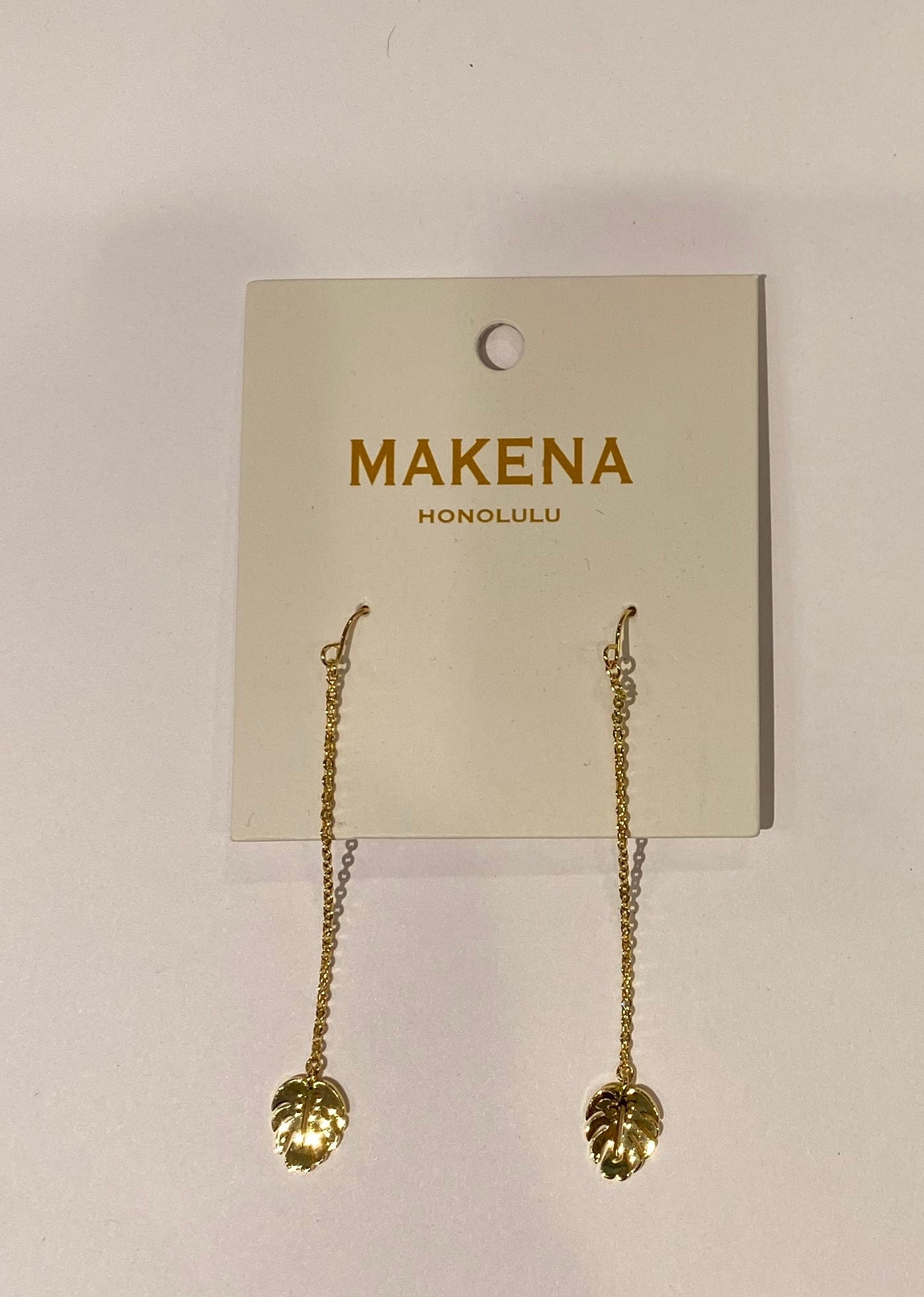 Monstera Drop Chain Earrings