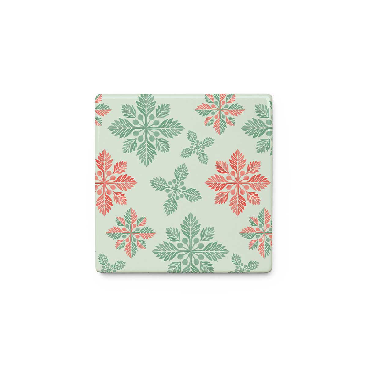 4x4in Frost Flake Ceramic Coaster, Mint