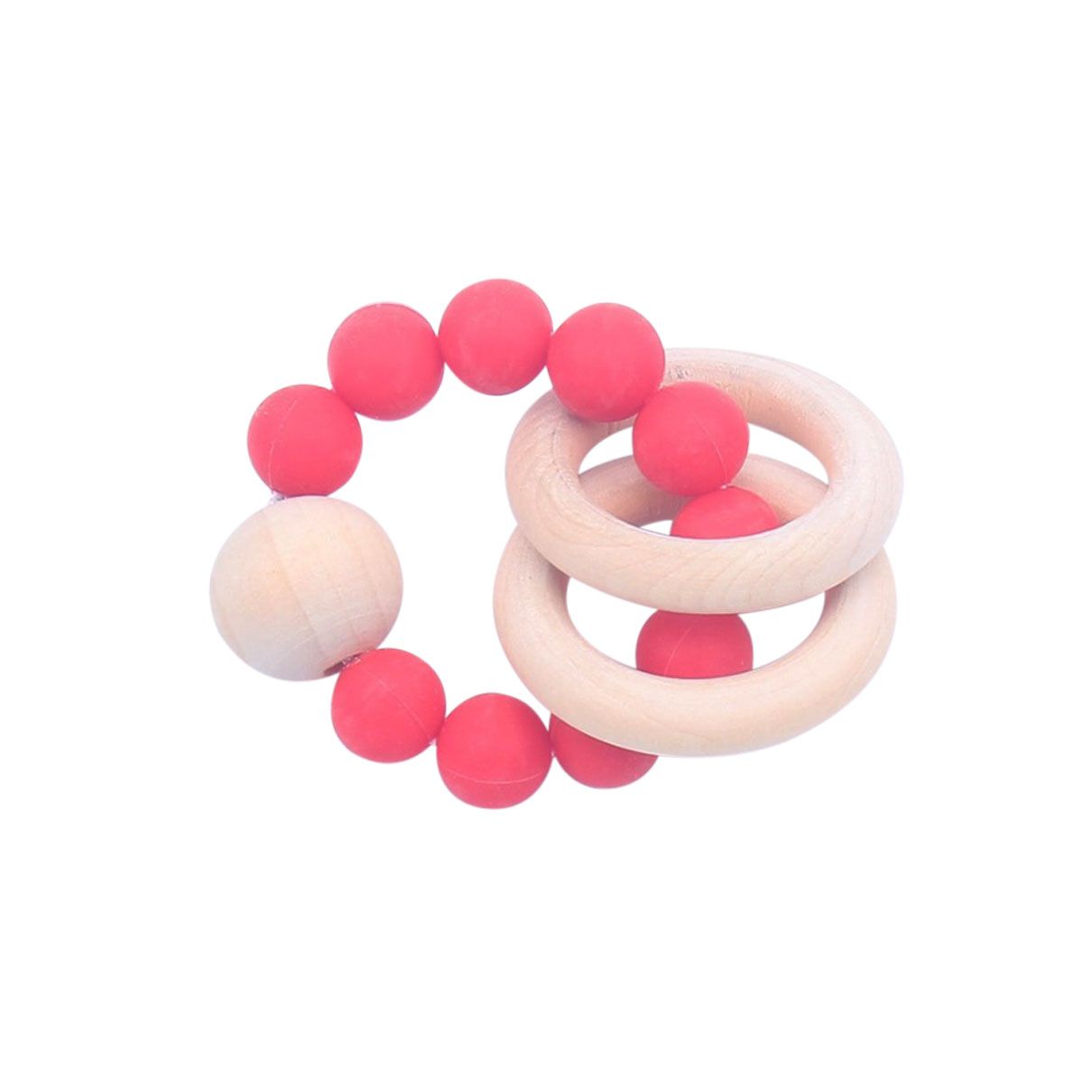 *Wooden Ring and Silicone Beads Teether, Red – SoHa Living