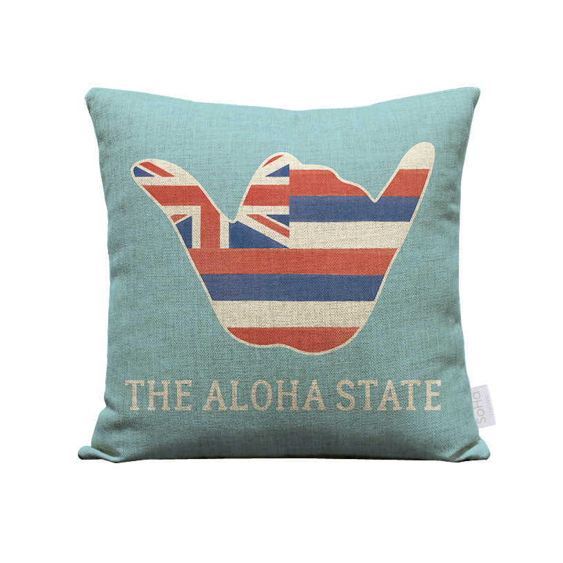 18x18in The Aloha State Shaka Pillow Cover, Aqua – SoHa Living