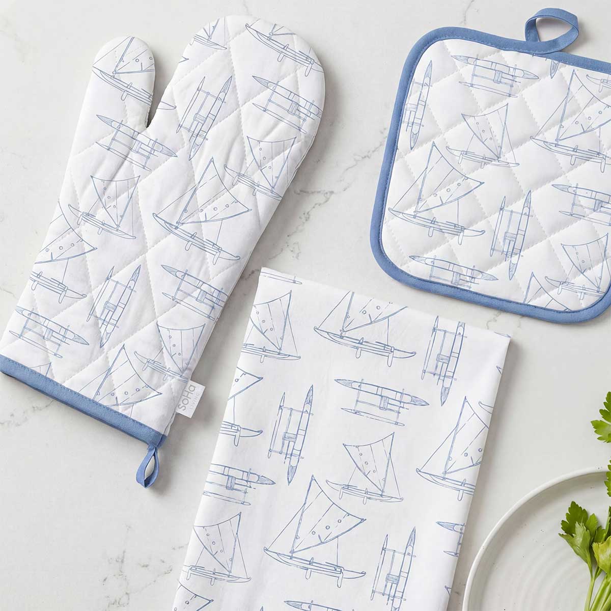 Wa'a Blueprint Pot Holder