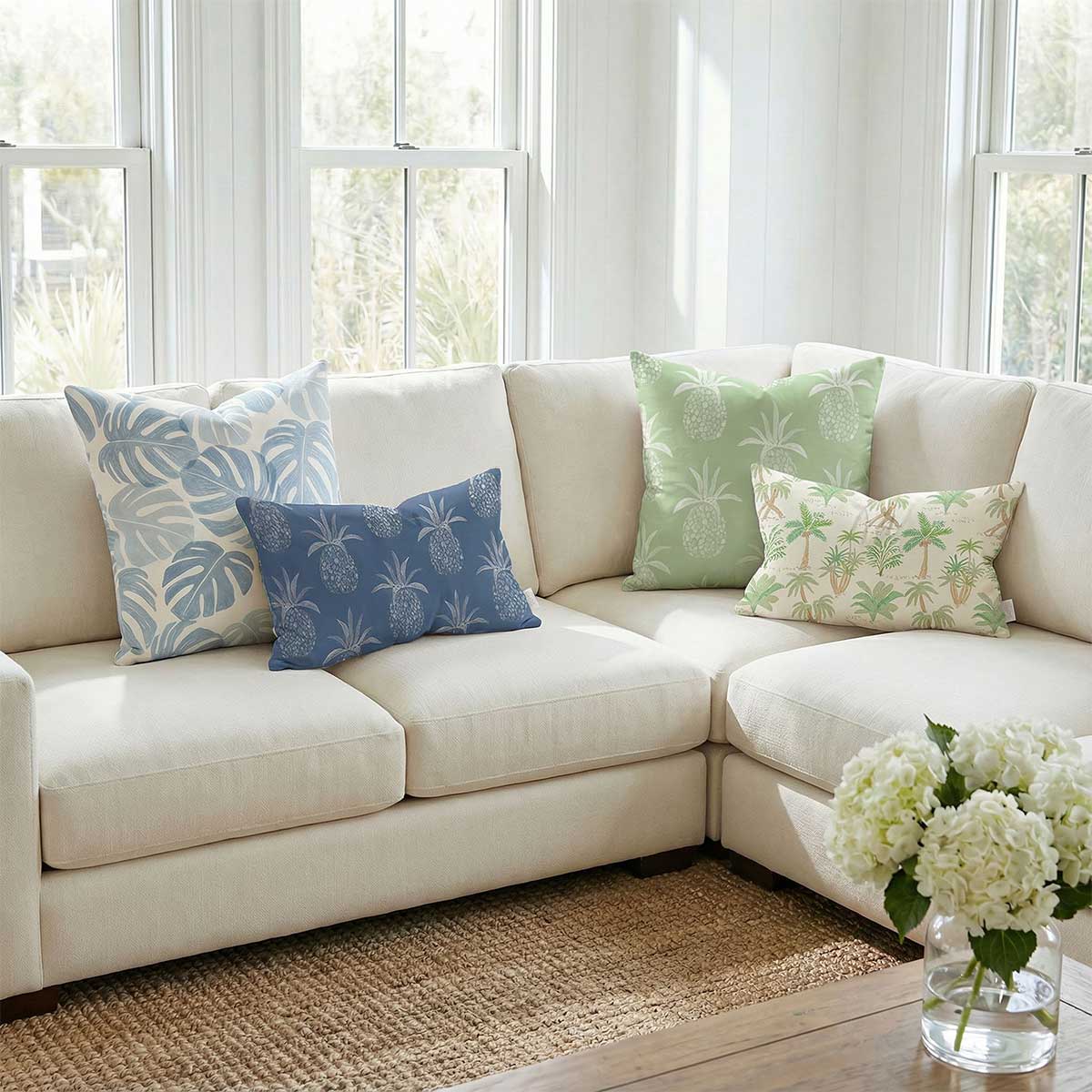 12x20in Pineapple Haze Blue Pillow Cover