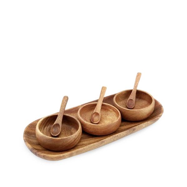 Wood Condiment 3 Round w/ Tray – SoHa Living