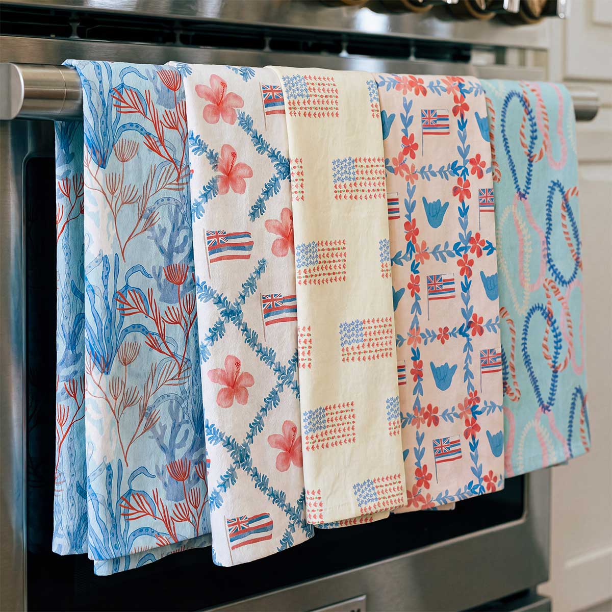 Coral Current Light Blue Flour Sack Kitchen Towel