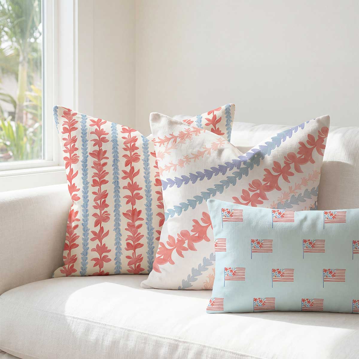20x20in Petal Parade Light Blue Pillow Cover