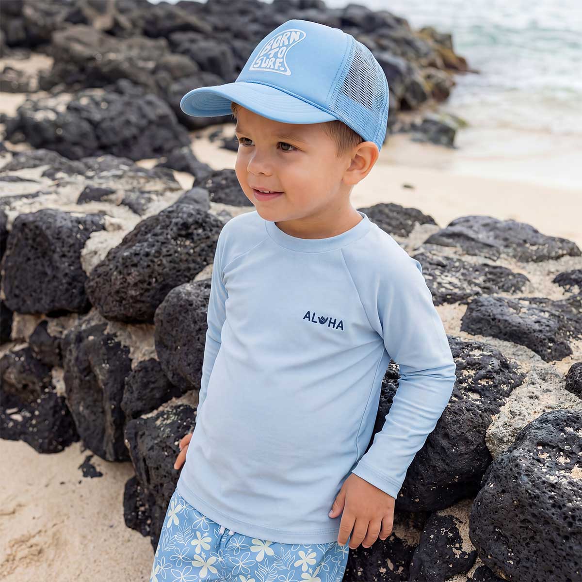 Slate Blue Aloha Shaka Long Sleeve Rashguard – SoHa Living