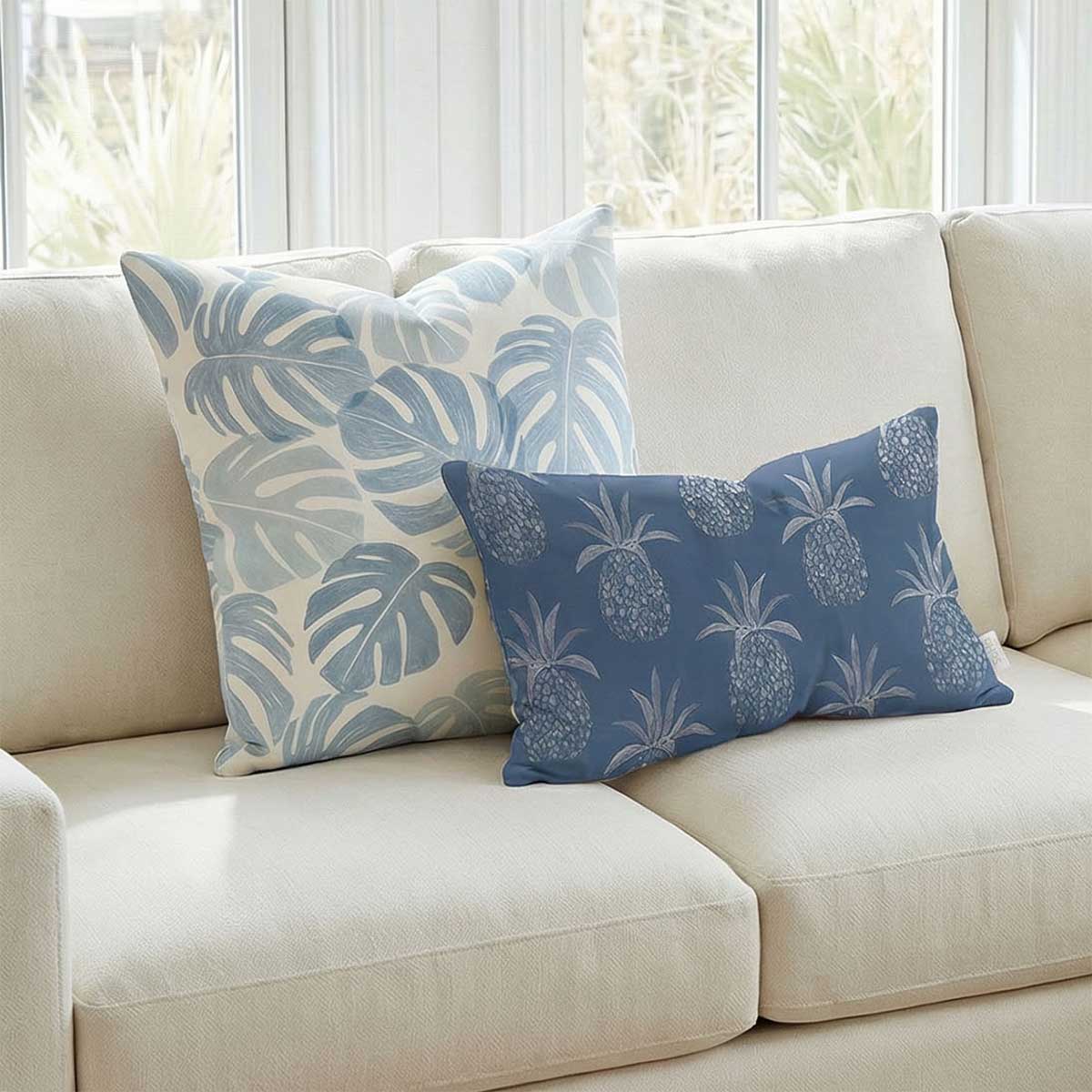 12x20in Pineapple Haze Blue Pillow Cover