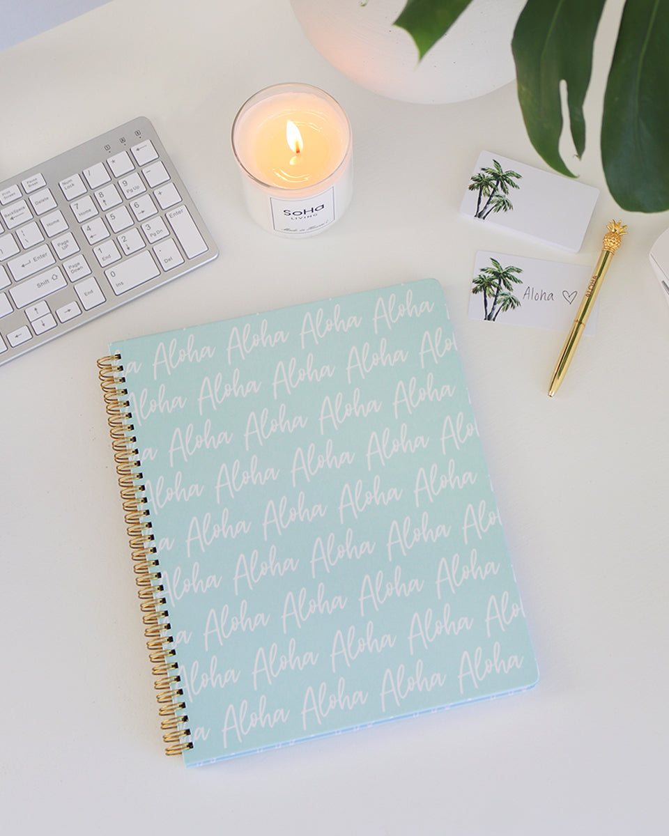 Communication Notebook Lettering Aloha Lettering Spiral Notebook – SoHa Living