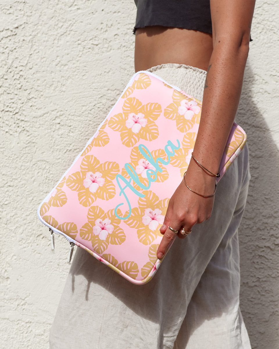 15.5in Monstera and Hibiscus Aloha Laptop Case – SoHa Living