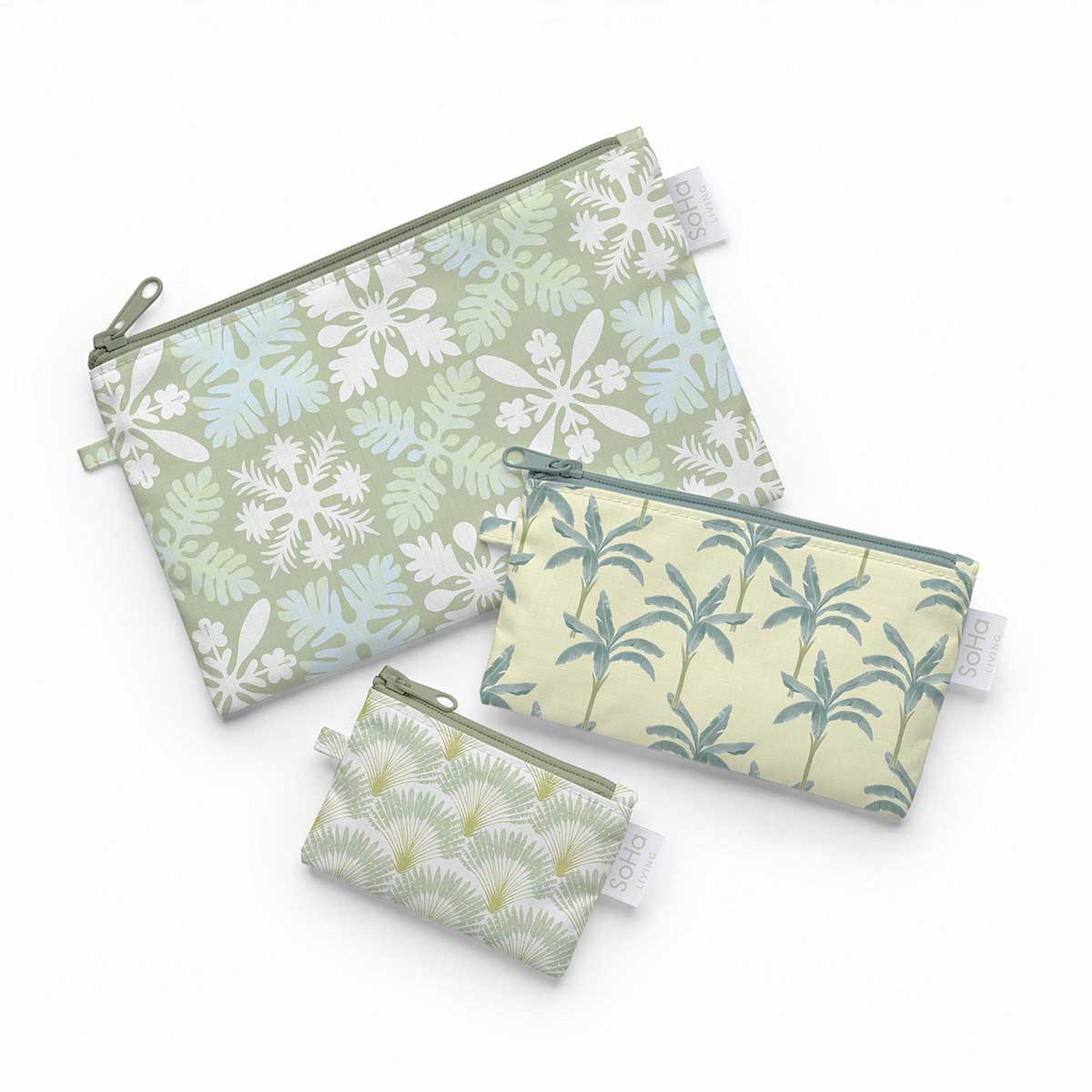 Emerald Canopy Flat Pouch, Set of 3 – SoHa Living