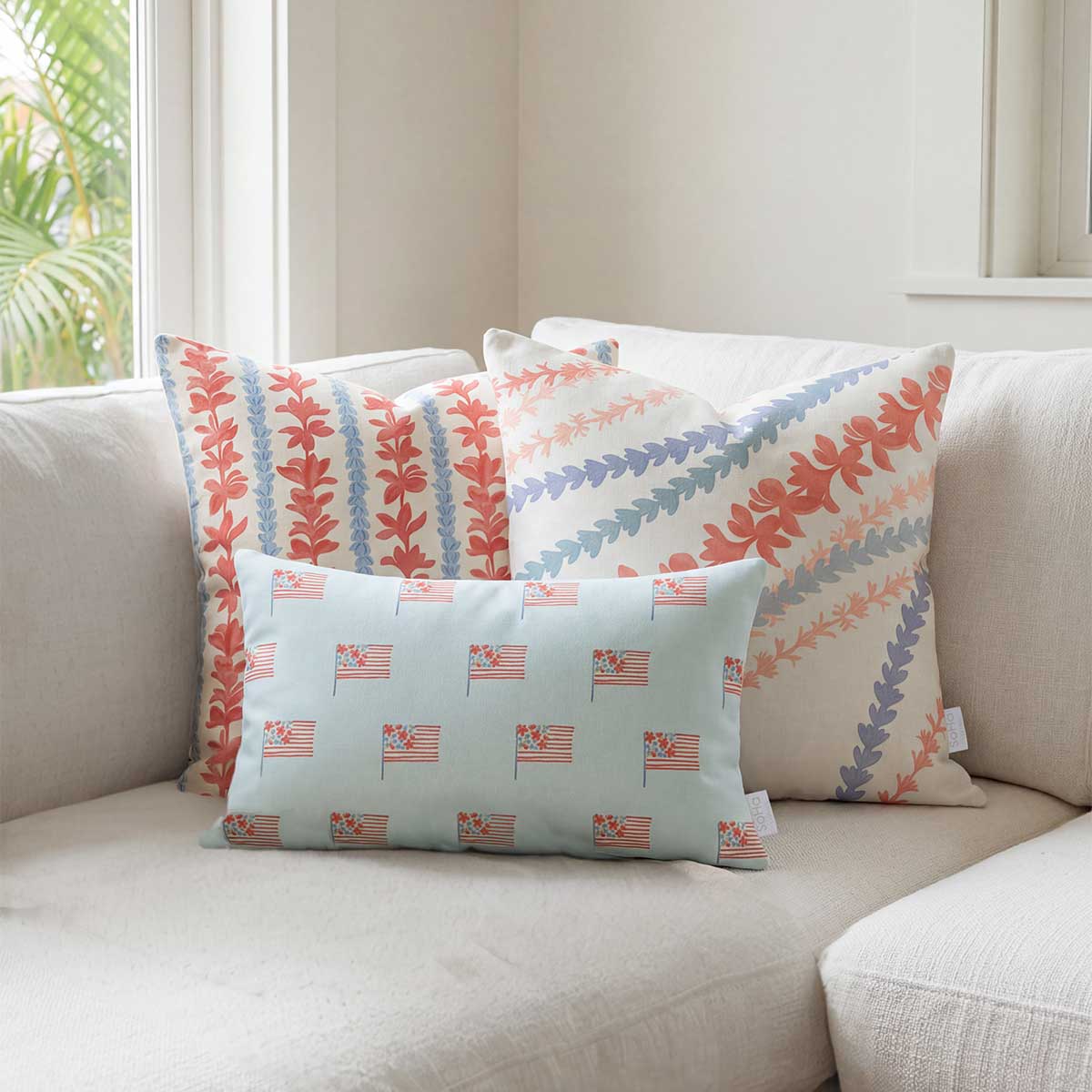20x20in Petal Parade Light Blue Pillow Cover