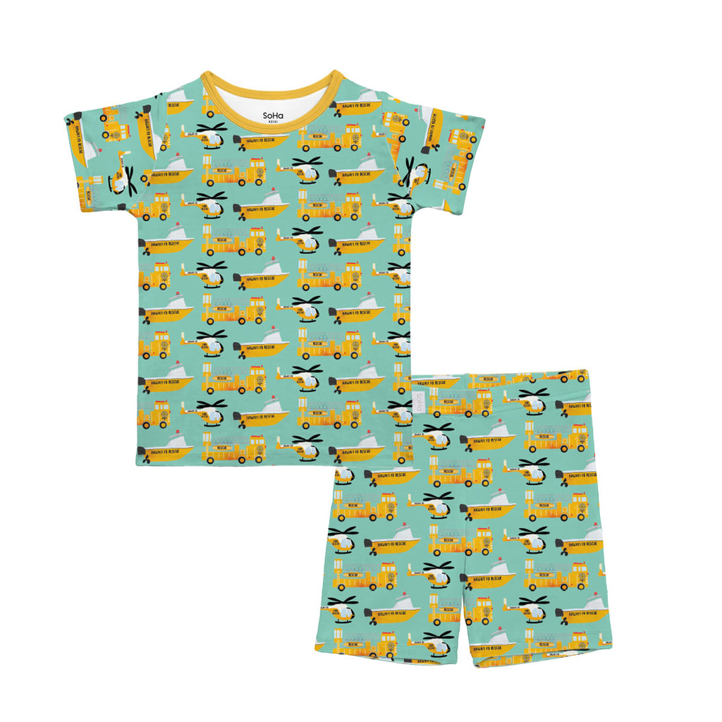 Hawaiian Fire Truck Kids Short Pajama Set – SoHa Living