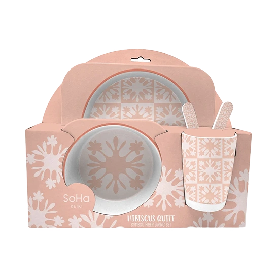Hibiscus Quilt Bamboo Fiber Dining Set