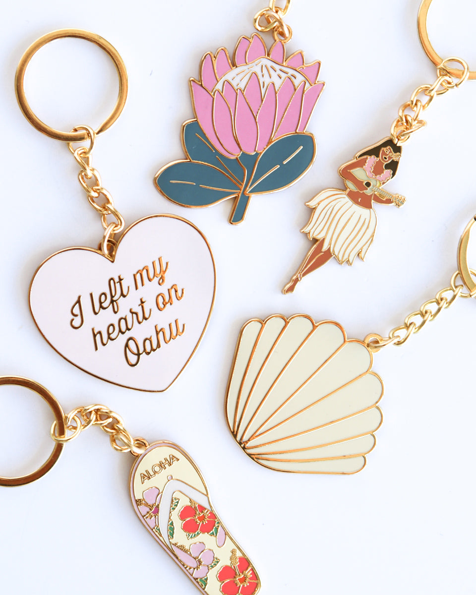 Aloha Flowers Slipper Enamel Keychain – SoHa Living