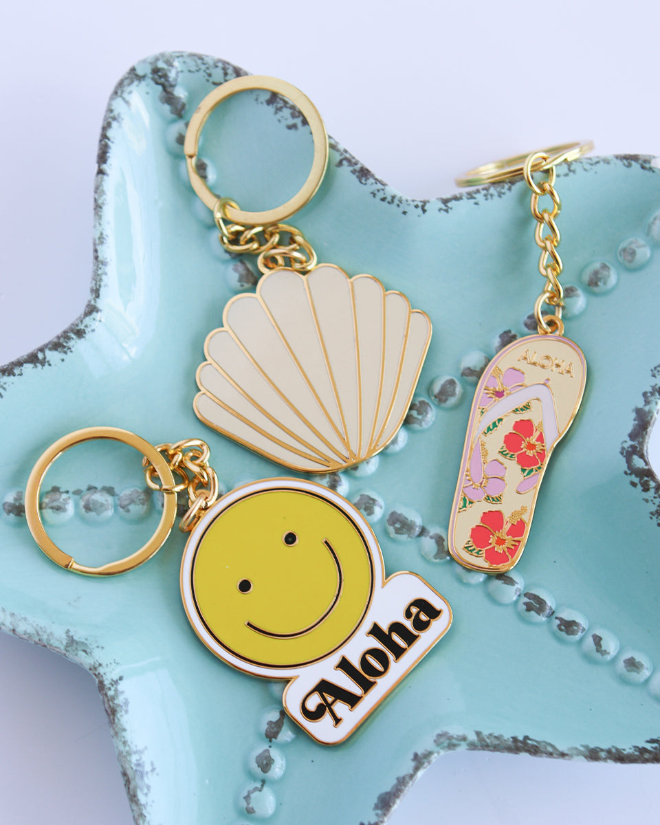Aloha Flowers Slipper Enamel Keychain – SoHa Living