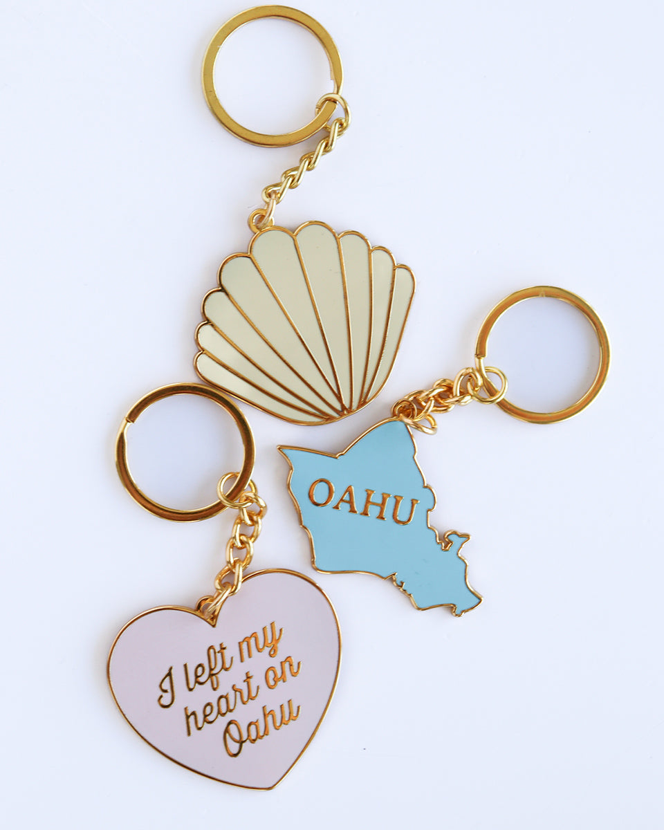 Left My Heart on Oahu Enamel Keychain – SoHa Living