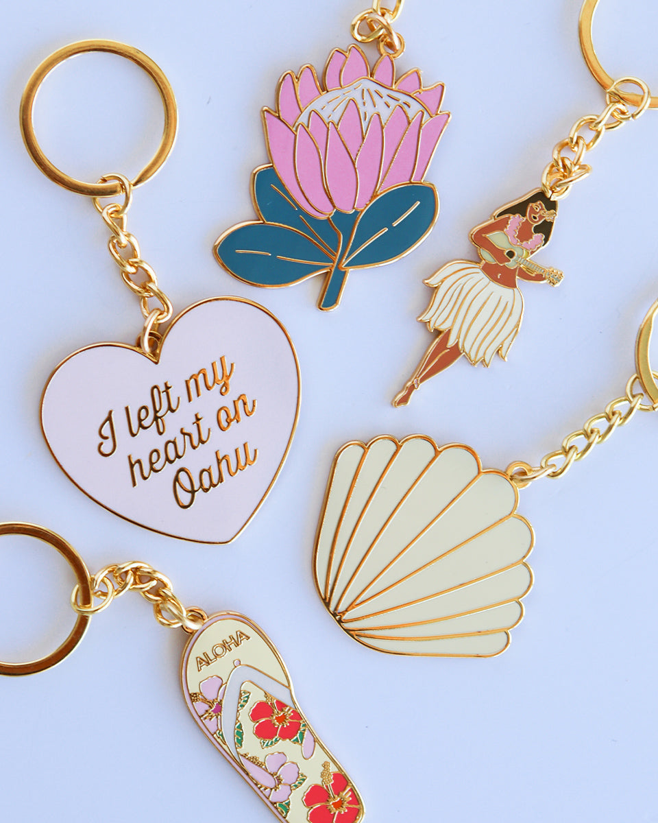 Aloha Flowers Slipper Enamel Keychain – SoHa Living