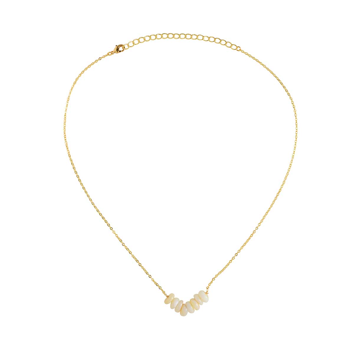 16in Puka Shell Bar Necklace, Gold